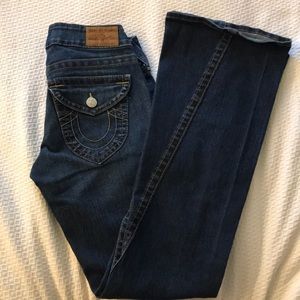 True Religion dark washed flare jeans